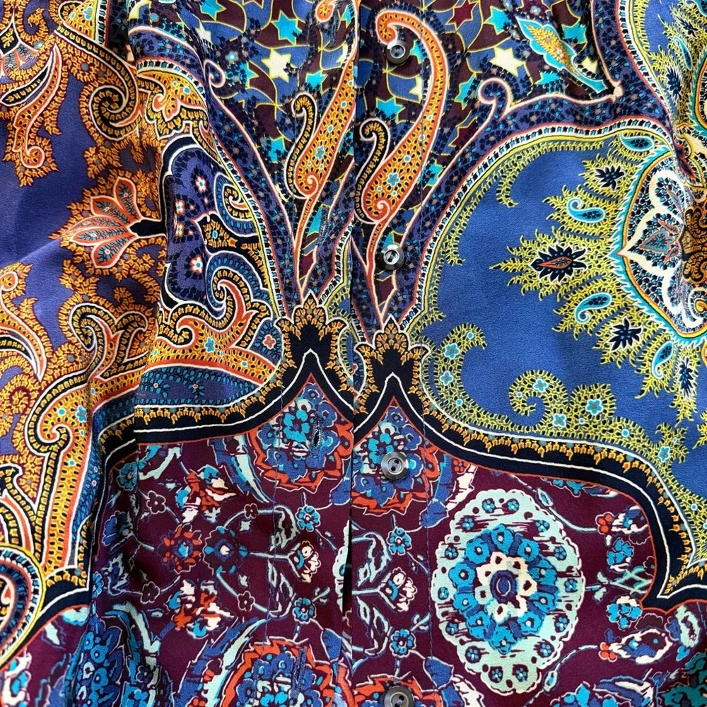 🌿 J.Crew Collection Silk Tunic Shirt – Paisley Boho Print – Size 0